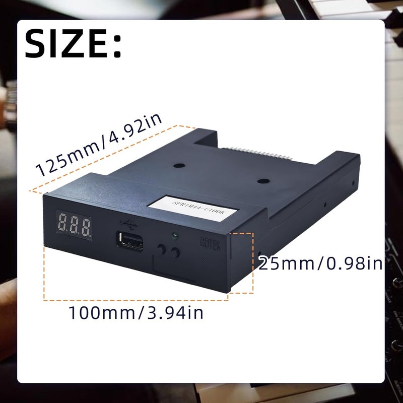 Flylin USB Floppy Drive Emulator, SFR1M44-U100K 3.5 Inch 1.44MB SSD Simulation Floppy Disk Drive Emulator Plug, Flash Disk Floppy Drive Emulator and CD Screws for Musical Keyboad(Black) - Image 2